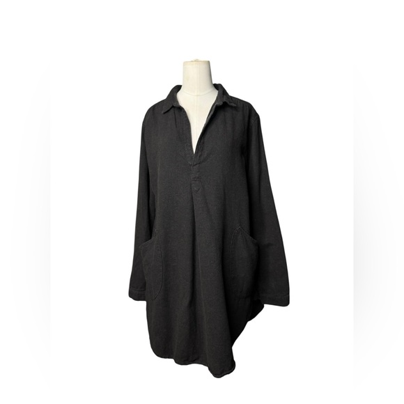 CP Shades 100% Cotton Black Tunic Dress Size M | Oversized Collared Shirt Dress - Picture 2 of 4